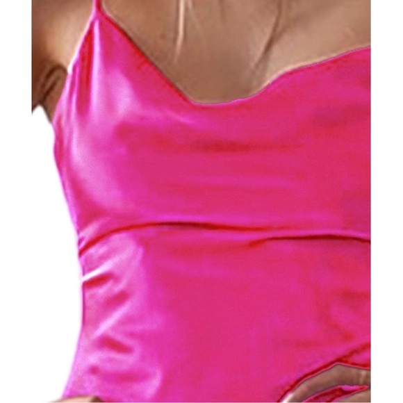 **Never Worn**Spaghetti Strap BARBIECORE Satin Midi Cocktail Dress-Rose | Small - Picture 4 of 11